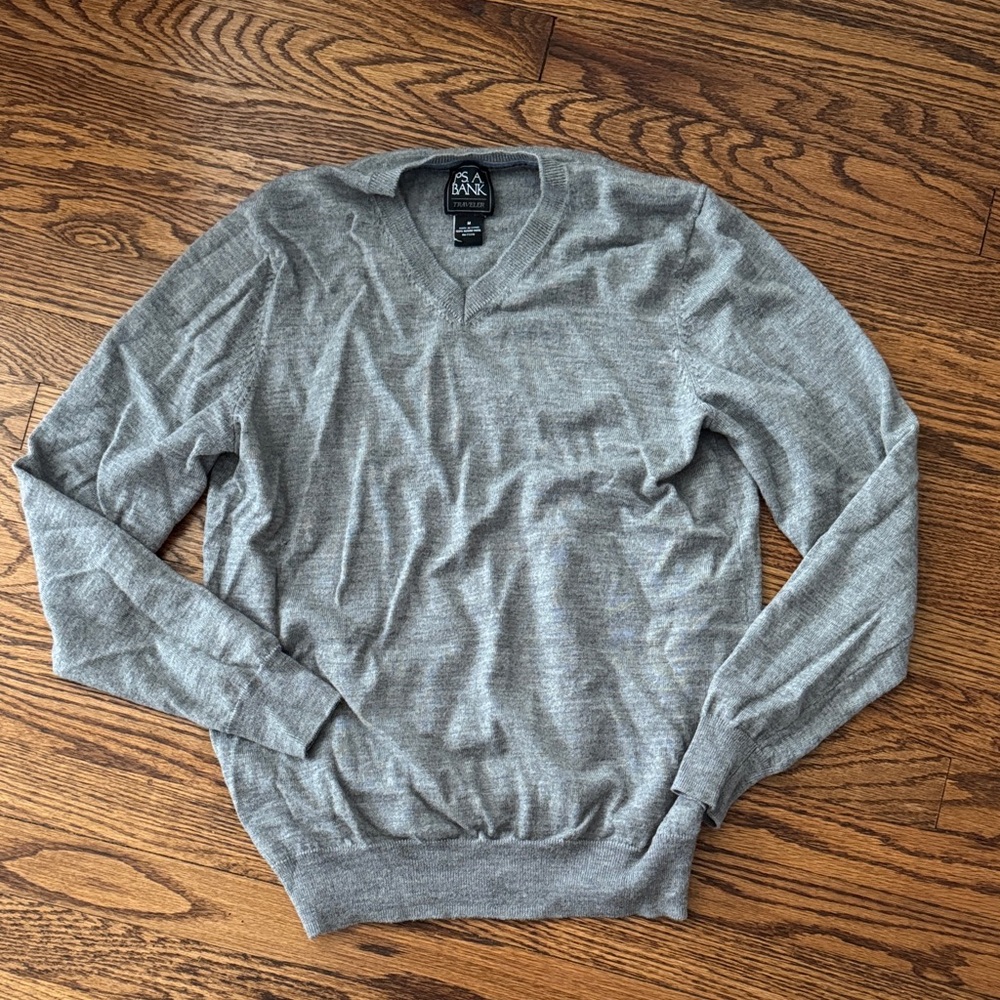 Jos. A. Bank Light Gray V-Neck Sweater